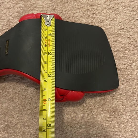 Womens Braided Heeled Mules Square Open Toe Stilleto Sandals, Red Heeled Sandals - Picture 8 of 9